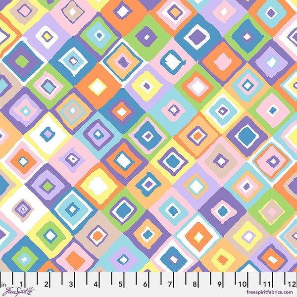 NEW! Half Yard - Kaffe Fassett Square Dance GP203 in Pastel by FreeSpirit - Spring 2024 Collection - Geometric Cotton Fabric