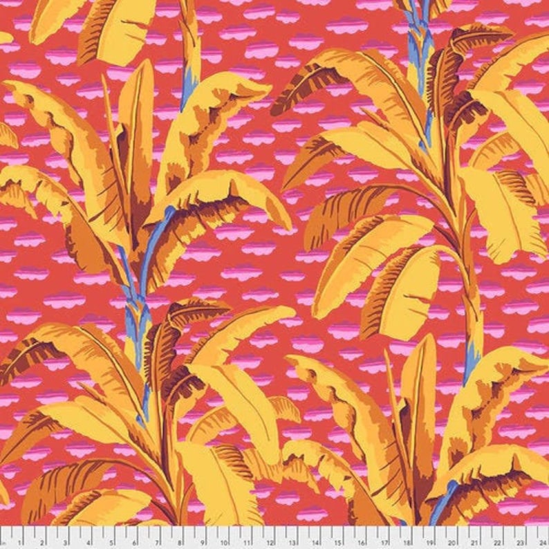 NEW Large Vibrant Floral Feb 2021 Kaffe Fassett Banana Tree GP179 in Red by FreeSpirit 100/% Cotton Fabric Half Yard