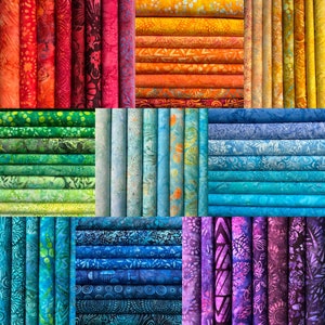 Vibrant Batik Color Bundles - Assorted Colorful Batik Fat Quarter Sets - Cotton Fabric by Riley Blake Robert Kaufman