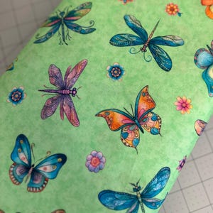 NEW! Half Yard - Spring Bling Butterflies on Lime by Quilting Treasures - Summer Spring Garden Insect Cotton Fabric FREESHIP90