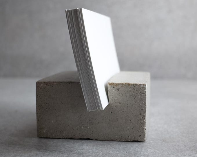 Concrete Desk Business Card Holder  ||  Display Stand for Pictures  ||  Desktop Square Stone Organizer