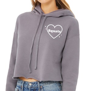 Squats Love | Squats Heart | Gym Hoodie | Cropped Hoodie | Workout Sweatshirt | Workout Crop Top | Gym Lover Gift