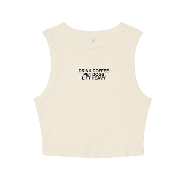 Lifting Tank Top | Dog Mom Shirt | Lifting Crop Top | Gym Crop Top | Coffee Workout Shirt | Drink Coffee Pet Dogs Lift Heavy