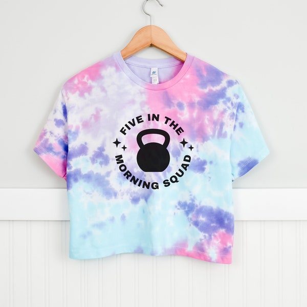 Lifting Crop Top | Workout Crop Top | Tie Dyed Gym Shirt | Tie Dyed Crop Top | Morning Workout | Five in the Morning Squad