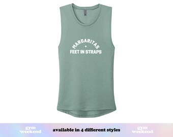 Pilates-Tanktop | Pilates-Shirts für Damen | Pilates-Lehrer | Pilates-Geschenk | Pilates-Reformer | Margaritas und Füße in Riemen