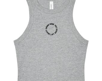 Drink Wine Pet Dogs Lift Heavy - Women's Lifting Crop Tank Top