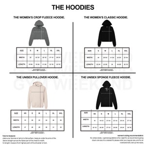 a diagram of the hoodies sizes