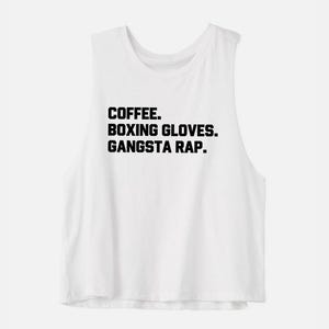 Coffee, Boxing Gloves, Gangsta Rap Crop Top | Women's Boxing Shirt zdjęcie 1