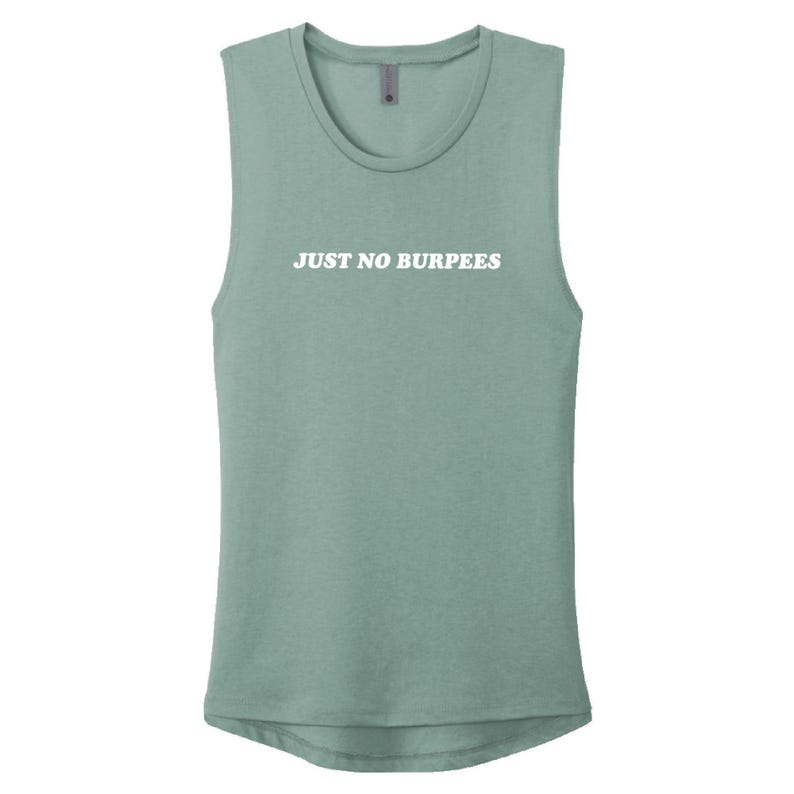Just No Burpees Muscle Tank: HIIT Workout, Funny Gym Shirt image 1