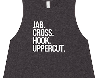 Boxing Crop Tank | Jab Cross Hook Uppercut, Women's Kickboxing Shirt