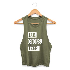Jab Cross Teep | Kickboxing Shirt | Workout Tank | Gym Shirt | Muay Thai Shirt | Workout Crop Top | Kickboxing Tank