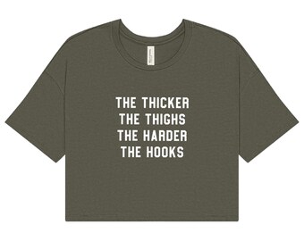 Thicker Thighs Harder Hooks  - Women's Boxing, Kickboxing Crop Tee