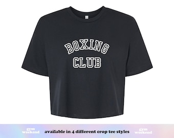 Boxing Club - Camiseta corta de entrenamiento, gimnasio y fitness para mujer