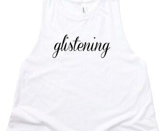Brillante - Camiseta divertida para gimnasio de mujer, top corto sin mangas para entrenar