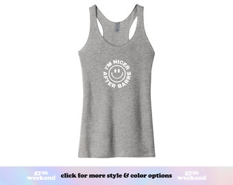 Barre Shirt, Barre Tank Top, Women's Barre Tank, Barre Muscle Tank, Garment Dyed, Boxy Crop Top, I'm Nicer After Barre