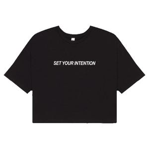 Yoga Crop Top | Yoga Gift | Workout Crop Tee | Yoga Shirt | Gym Apparel | Yogi Gift | Fitness Motivation | Set Your Intention