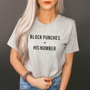 Block Punches + His Number Tee | Women&#39;s Boxing Shirt | Women&#39;s Kickboxing Shirt | Galentines Day Gift