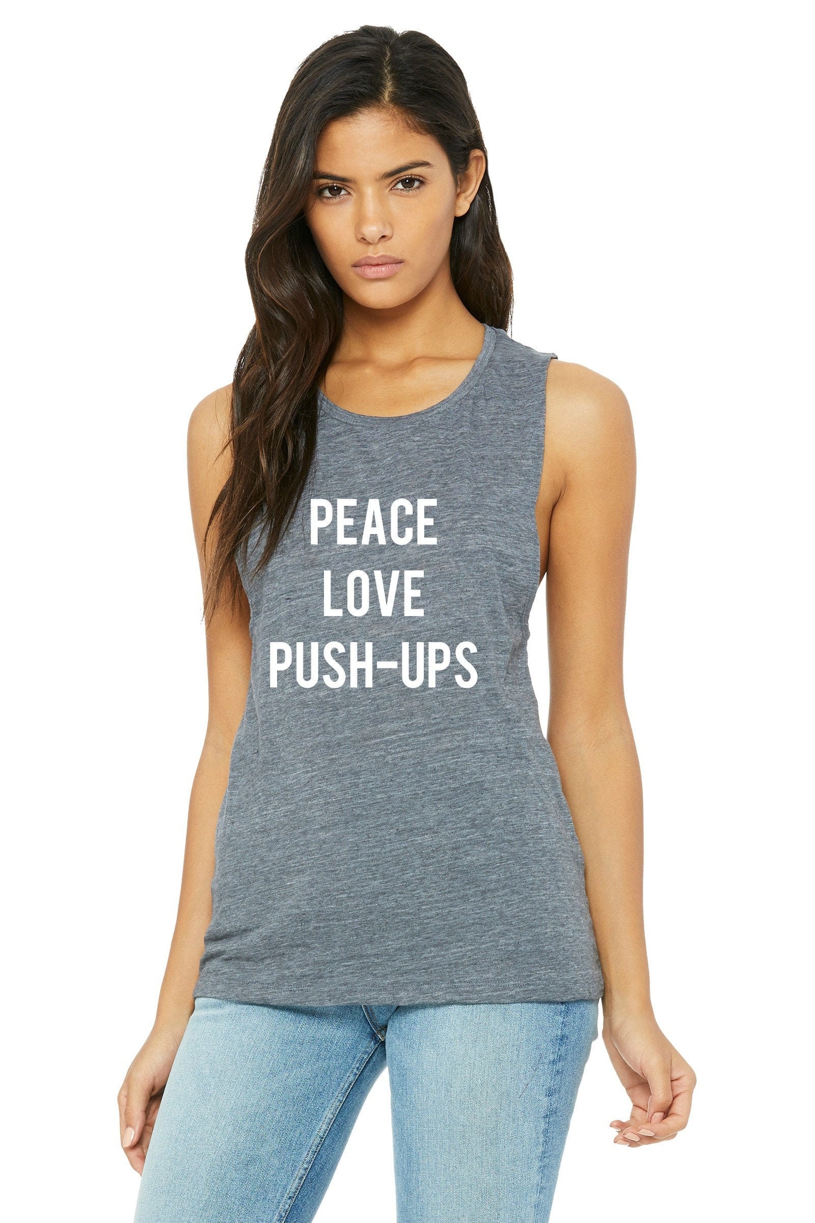 Peace Love Push-ups Muscle Tank Womens Workout Tank Top | Etsy