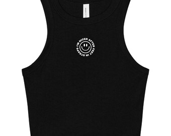 I'm Nicer After Feet in Straps - Women's Fitted Pilates Crop Tank Top