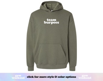 Team Burpees | Bijgesneden capuchon | Bijgesneden trui | Grappige sportschool hoodie | Trainingssweater | Gymshirts voor dames