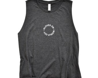 Boxing Crop Tank Top | Gloves On World Off, Workout Gym Shirt