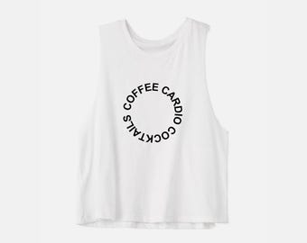 Coffee Cardio Cocktails - Women's Workout Crop Tank Top
