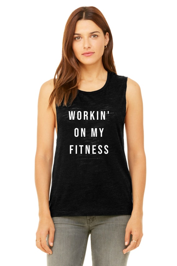 Workin' on my Fitness Workout Tank Funny Workout Tank | Etsy