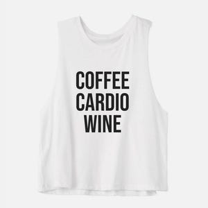 Coffee Cardio Wine - Women's Workout Crop Tank Top