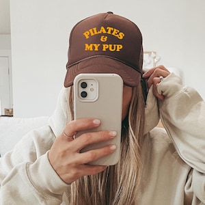 Pilates and My Pup Trucker Hat (Dog Mom, Mesh Back Snap Cap)