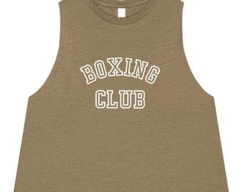 Boxing Club Crop Top - Women's Gym Shirt, Raw Edge