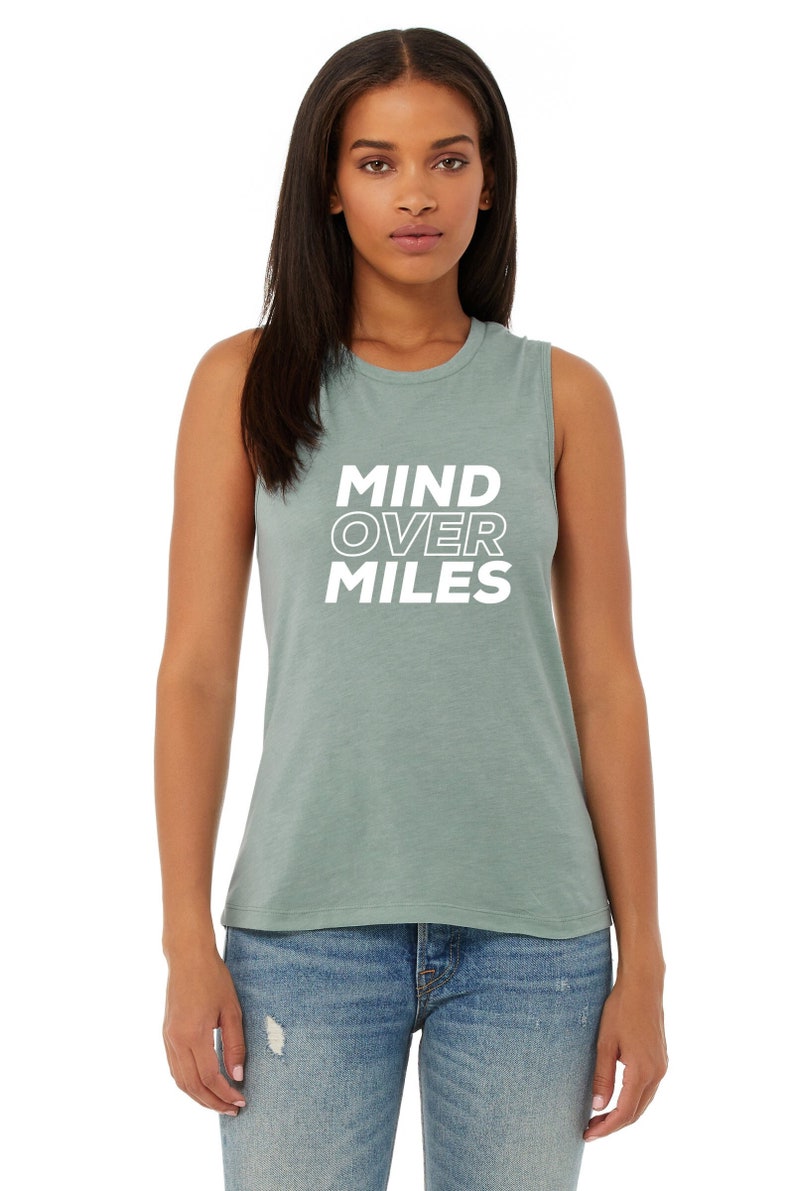 Running Tank Marathon Shirt Women's Running Tank 5K Tank Funny Running Gift Running Muscle Tank Mind Over Miles image 1