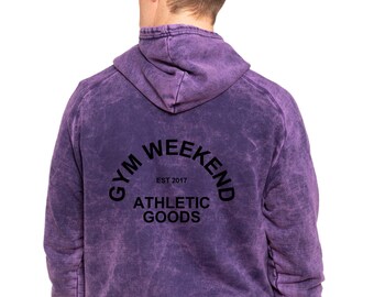 Sweat à capuche Gym | Sweat à capuche d'entraînement | Vêtements de sport pour le week-end | Sweat-shirt fitness | Sweat à capuche délavé à l'acide