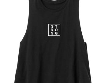 Workout Shirt for Her | Gym Shirts Women | Running Shirt for Her | Yoga Tank Top | Boxing Shirt | Pilates Shirt | STRONG Cropped Tank