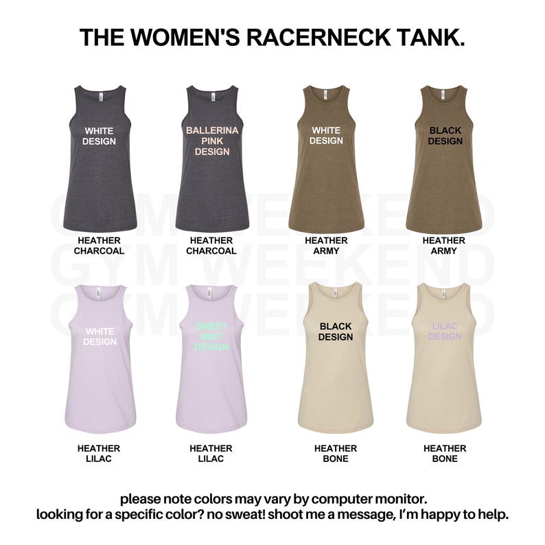a women's racer tank top with different colors