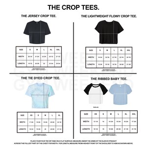 the crop tees sizes chart