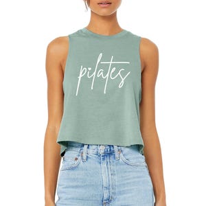 Pilates Script Crop Tank - Women's Workout Shirt