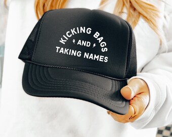 Kickboxing Hat: Kicking Bags and Taking Names - Mesh Back Trucker