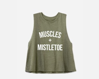 Holiday Workout Crop Tank, Muscles & Mistletoe (Women’s Sizes)