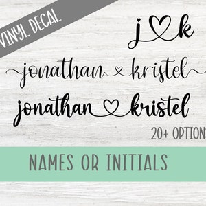 Two Names with Heart Vinyl Decal/Sticker | Two Initials with Heart Vinyl Decal/Sticker