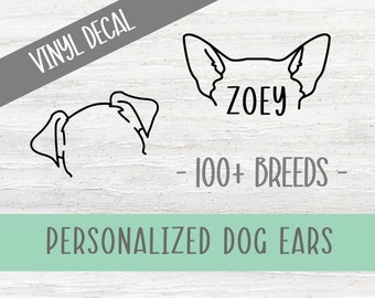 Personalized Dog Ear Vinyl Decals/Stickers