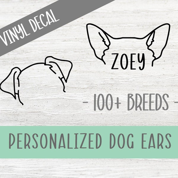 Personalized Dog Ear Vinyl Decals/Stickers