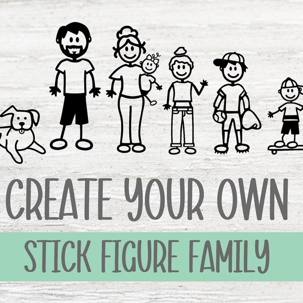 Create Your Own Stick Figure Family Decal/Sticker