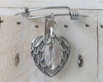 Hearts Beacon Bracelet, Angel Wing, Swarovski Crystal Jewelry, Heart Wing Jewelry, Statement, Bridal, Memorial Jewelry