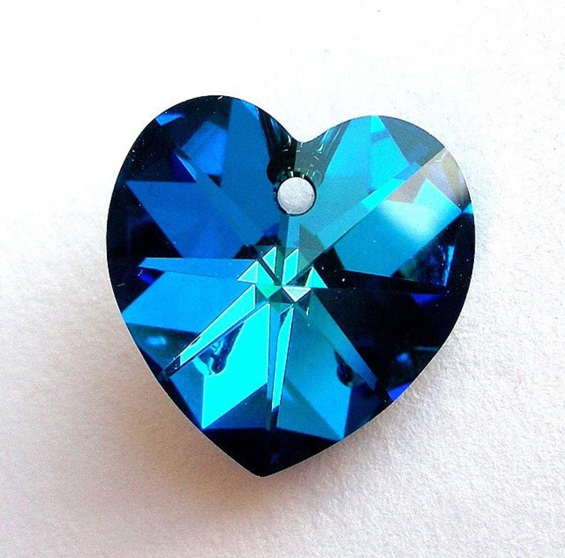 Blue Heart Choker, Bermuda Blue Swarovski Crystal Heart, Angel Wing Jewelry, Heart Wing Jewelry, Statement Bridal Memorial Jewelry image 7