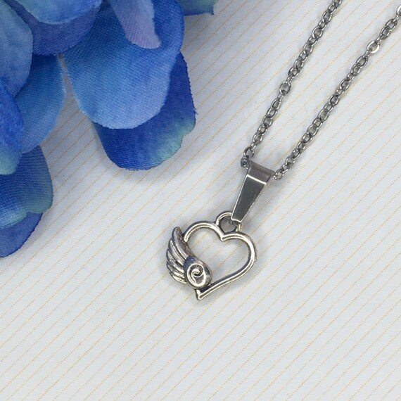 Minimalist Winged Open Heart Necklace Open Your Heart Dainty