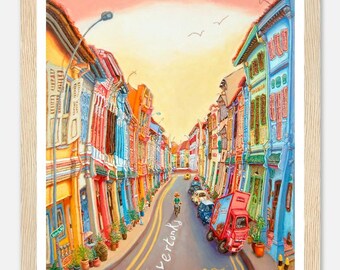 Singapore Shophouse Art Print - Peranakan Everton Road Heritage Poster
