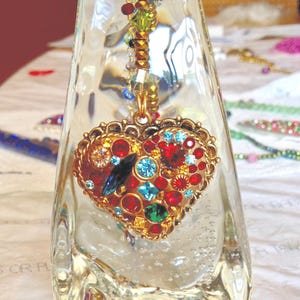 Heart Swarovski Crystals & Gold Heart Pendant Necklace