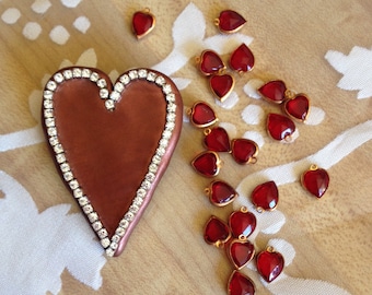 Chocolate Heart Love Brooch Pin with Swarovski Crystals