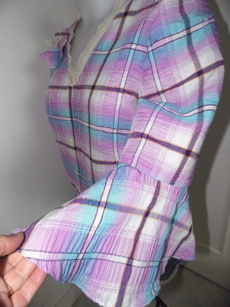 Blouse madras ruffles size 4446 or size and fabric choice