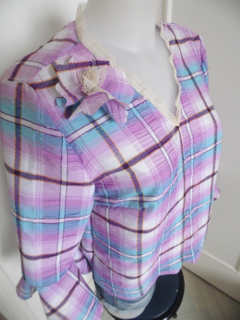 Blouse madras ruffles size 4446 or size and fabric choice